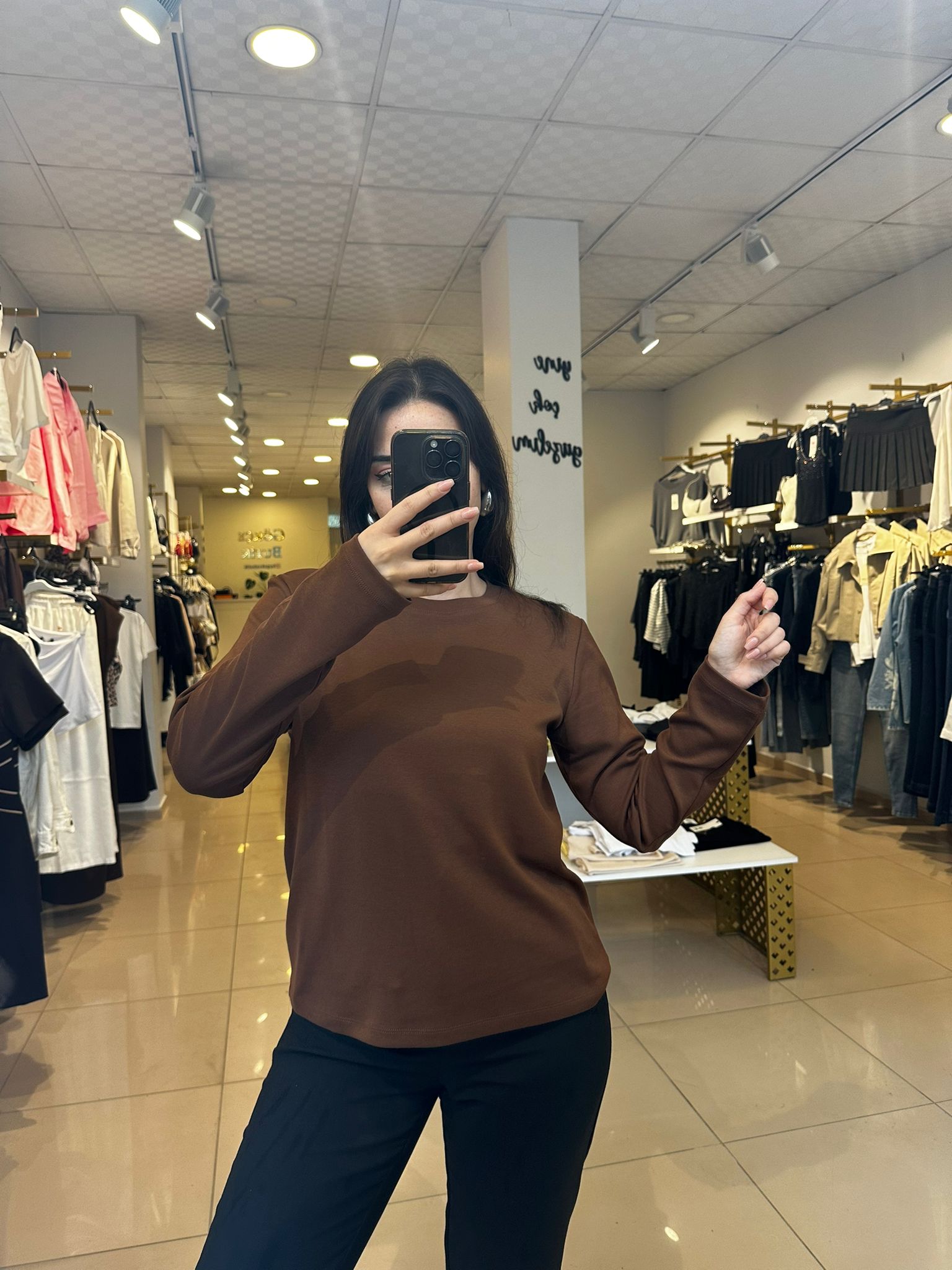Basic Kahverengi Sweatshirt