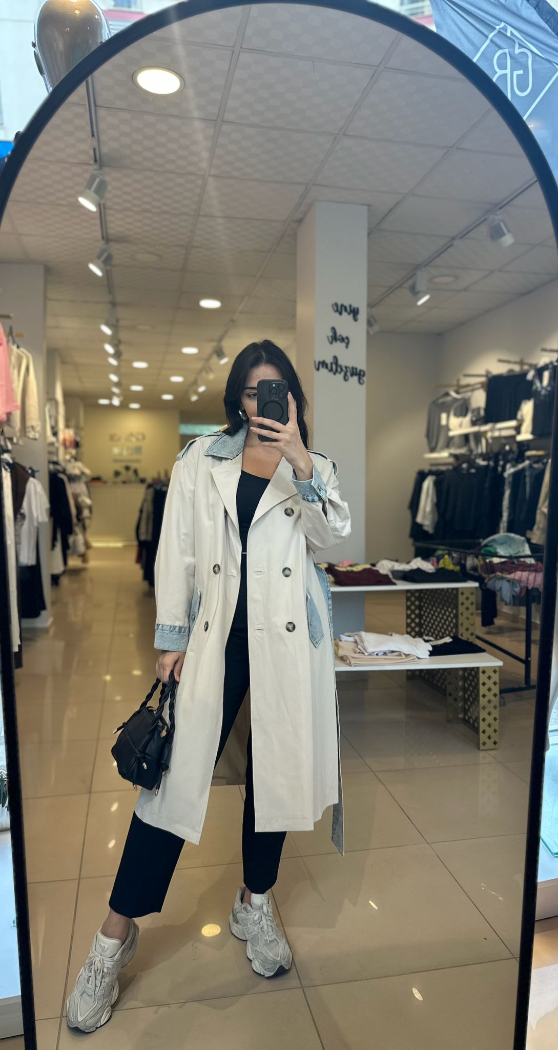 Denim Detaylı Trençkot