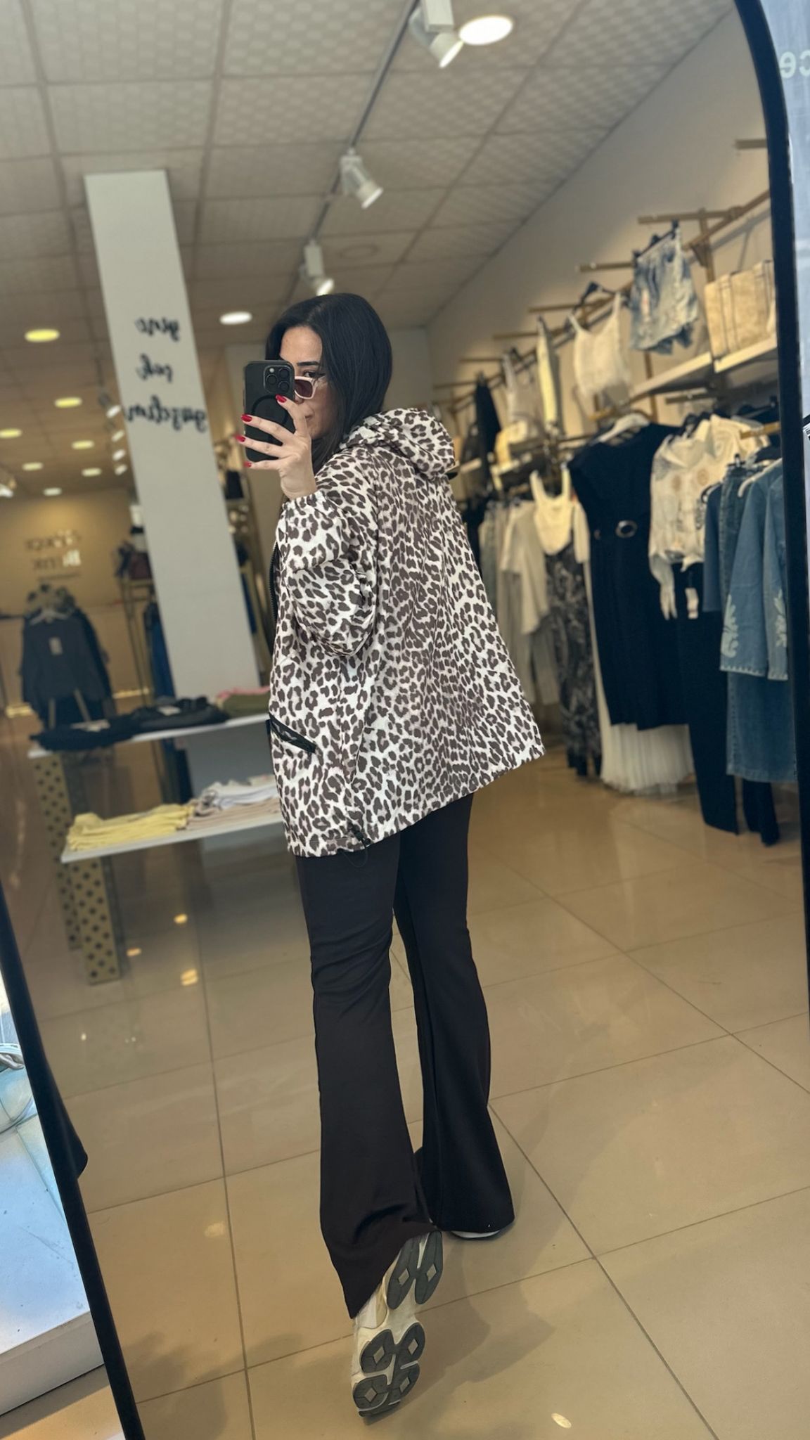 Leopar Desen Yağmurluk