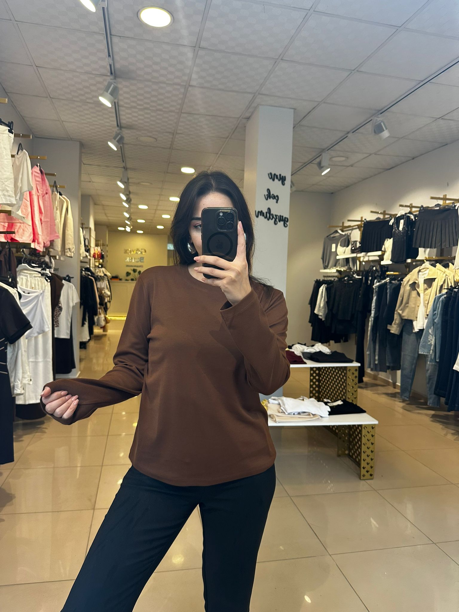 Basic Kahverengi Sweatshirt