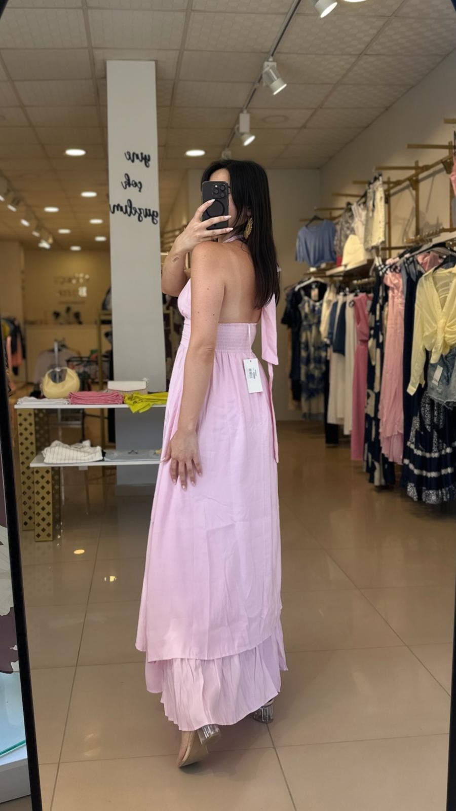 BOYUNDAN BAĞLAMALI PEMBE ELİBSE