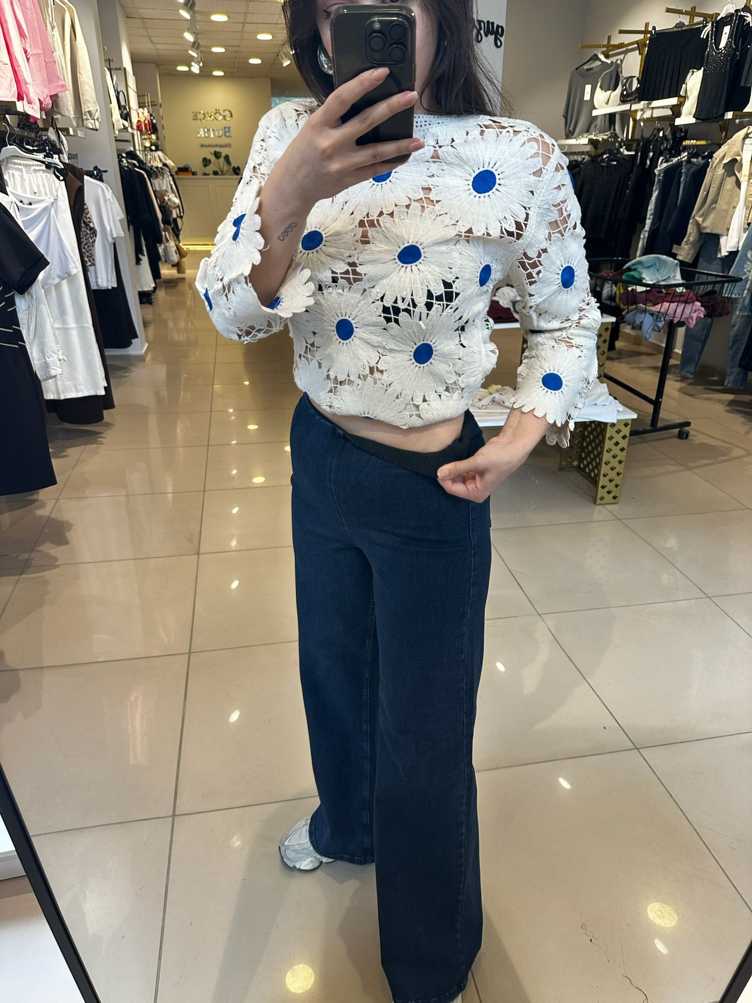 Beli Lastikli İspanyol Jean Pantolon