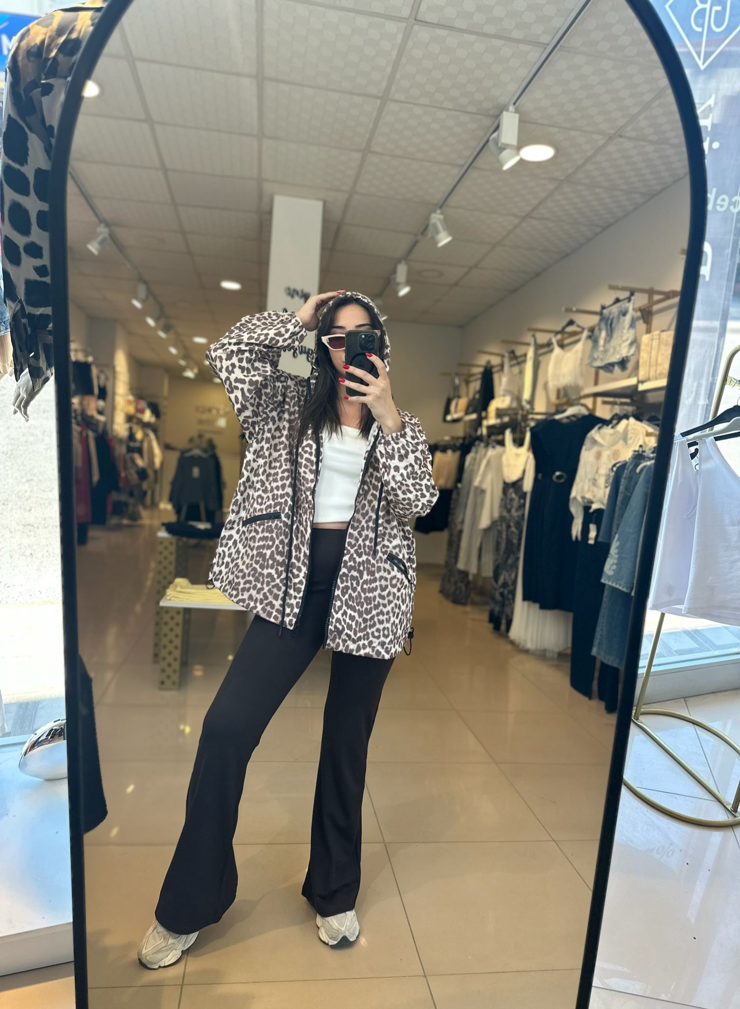 Leopar Desen Yağmurluk