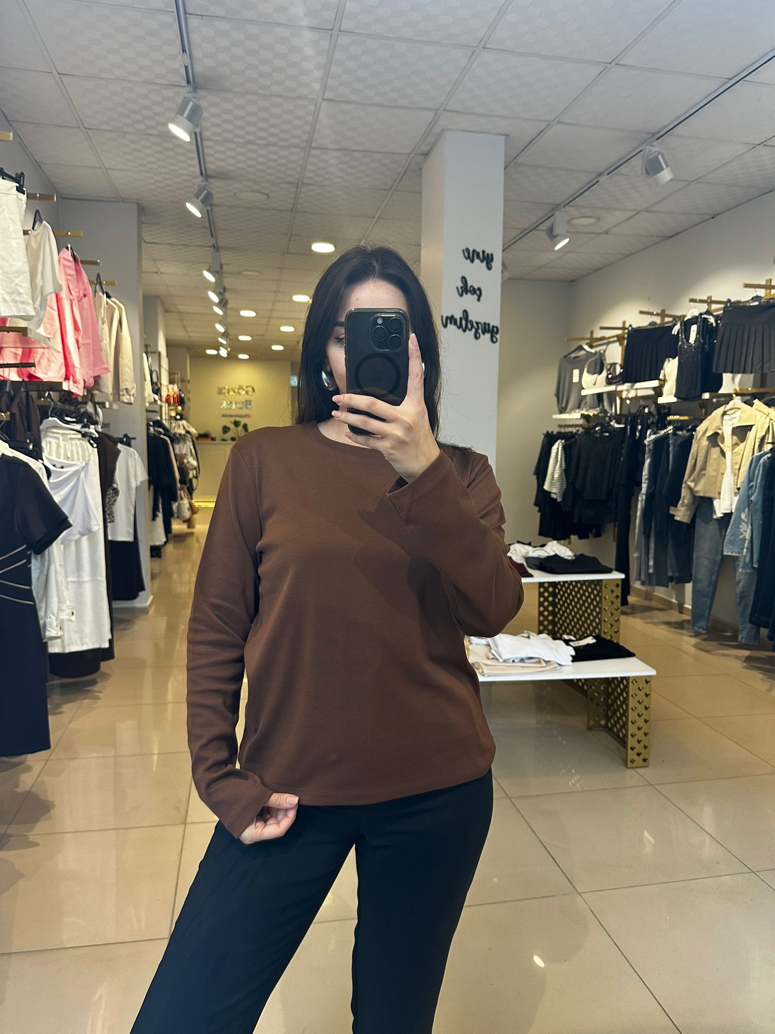 Basic Kahverengi Sweatshirt