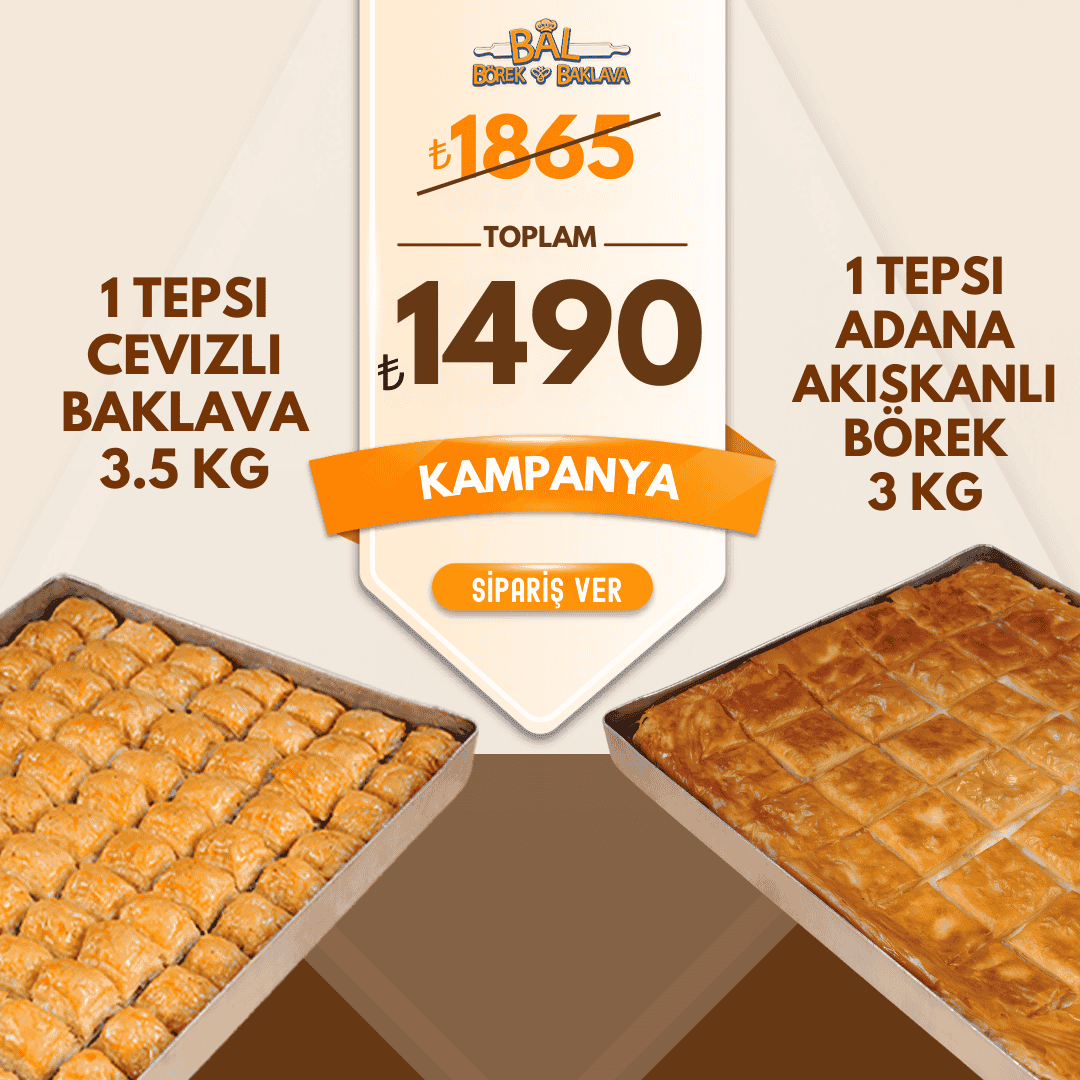 1 Tepsi Cevizli Baklava + 1 Tepsi Adana Akışkanlı Börek