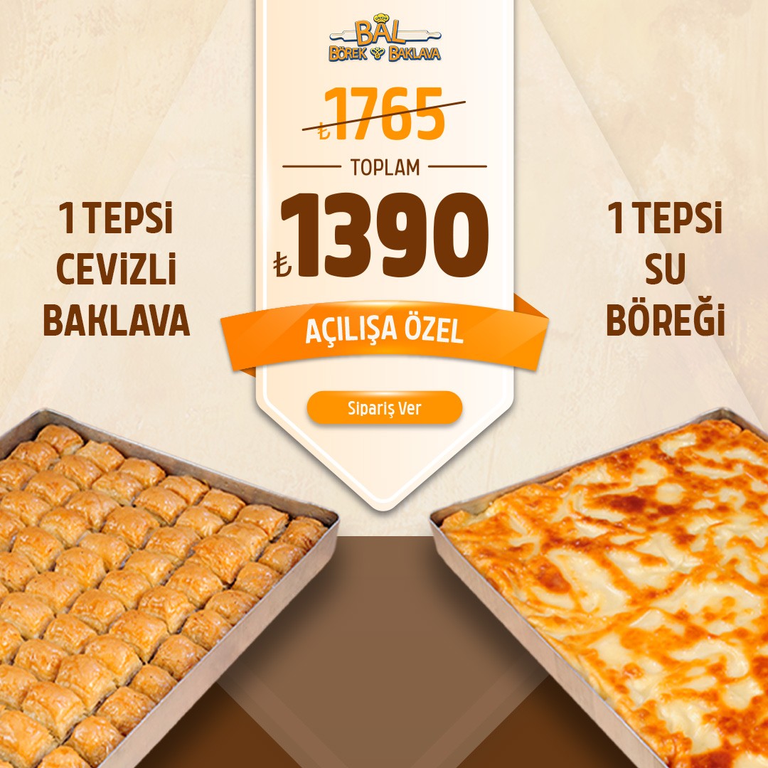 1 Tepsi Cevizli Baklava + 1 Tepsi Su Böreği 