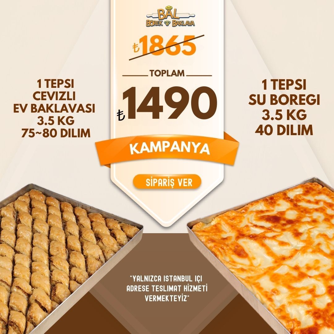 1 Tepsi Cevizli Ev Baklavası + 1 Tepsi Su Böreği