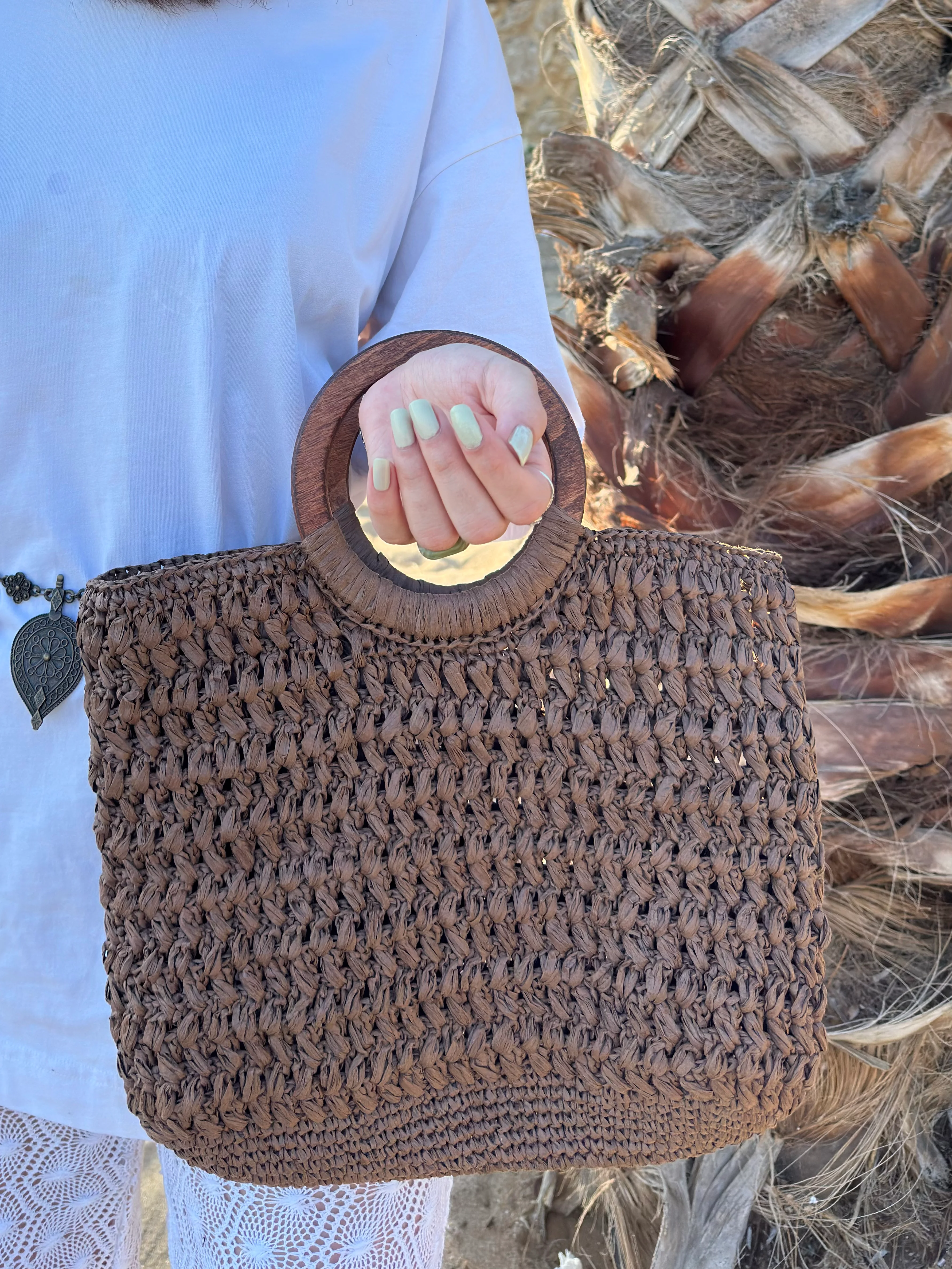  Kahverengi Hasır El Çantası