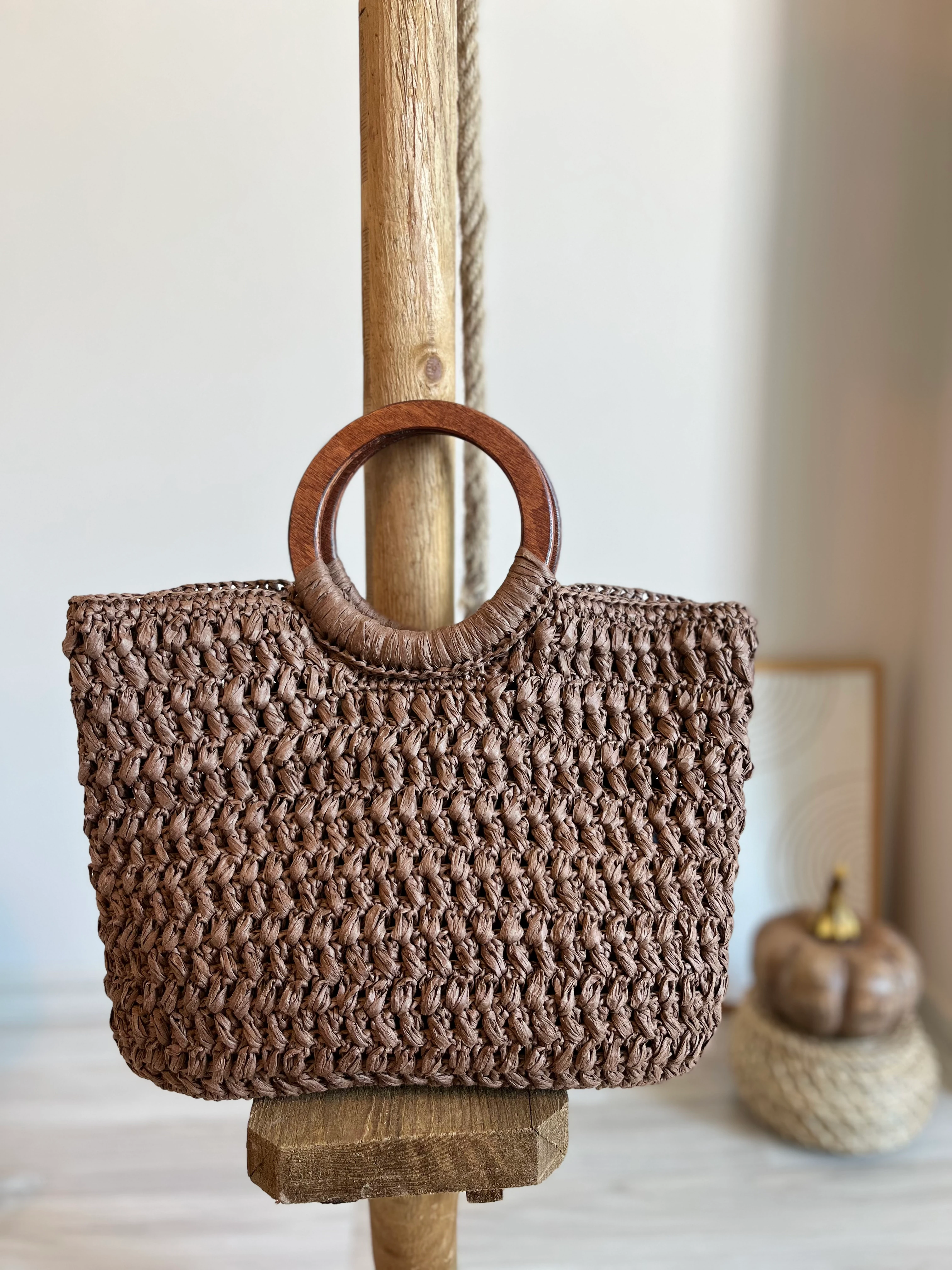  Kahverengi Hasır El Çantası