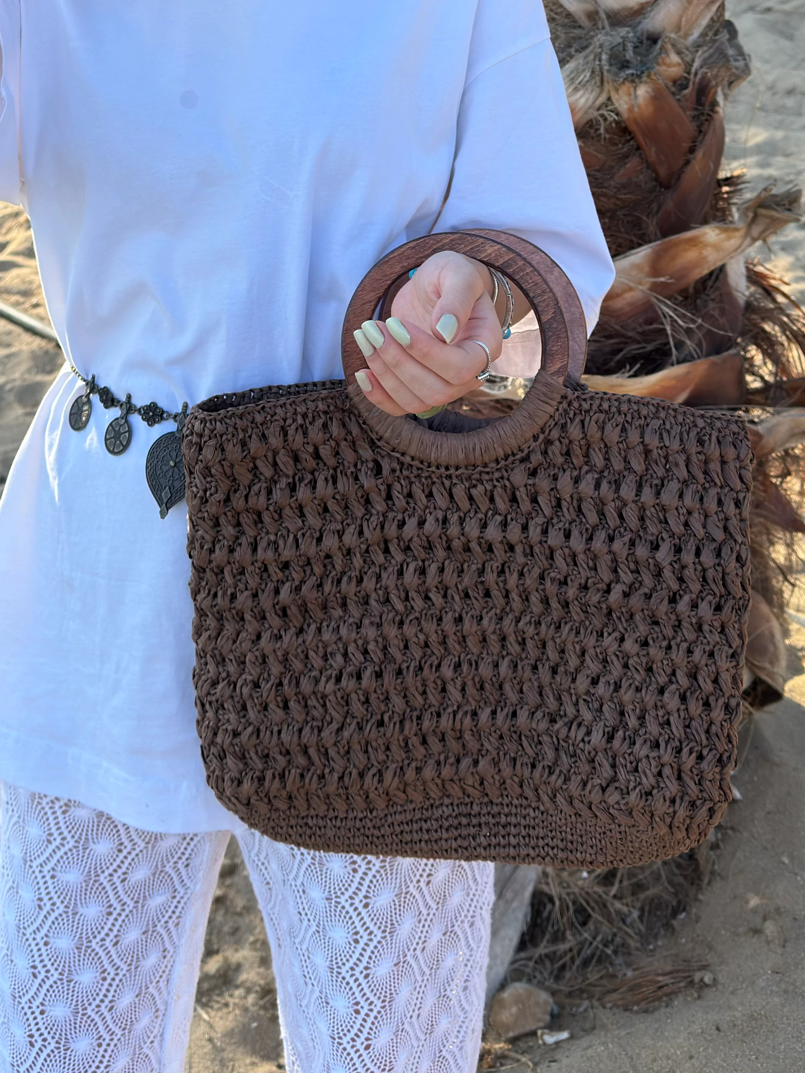  Kahverengi Hasır El Çantası