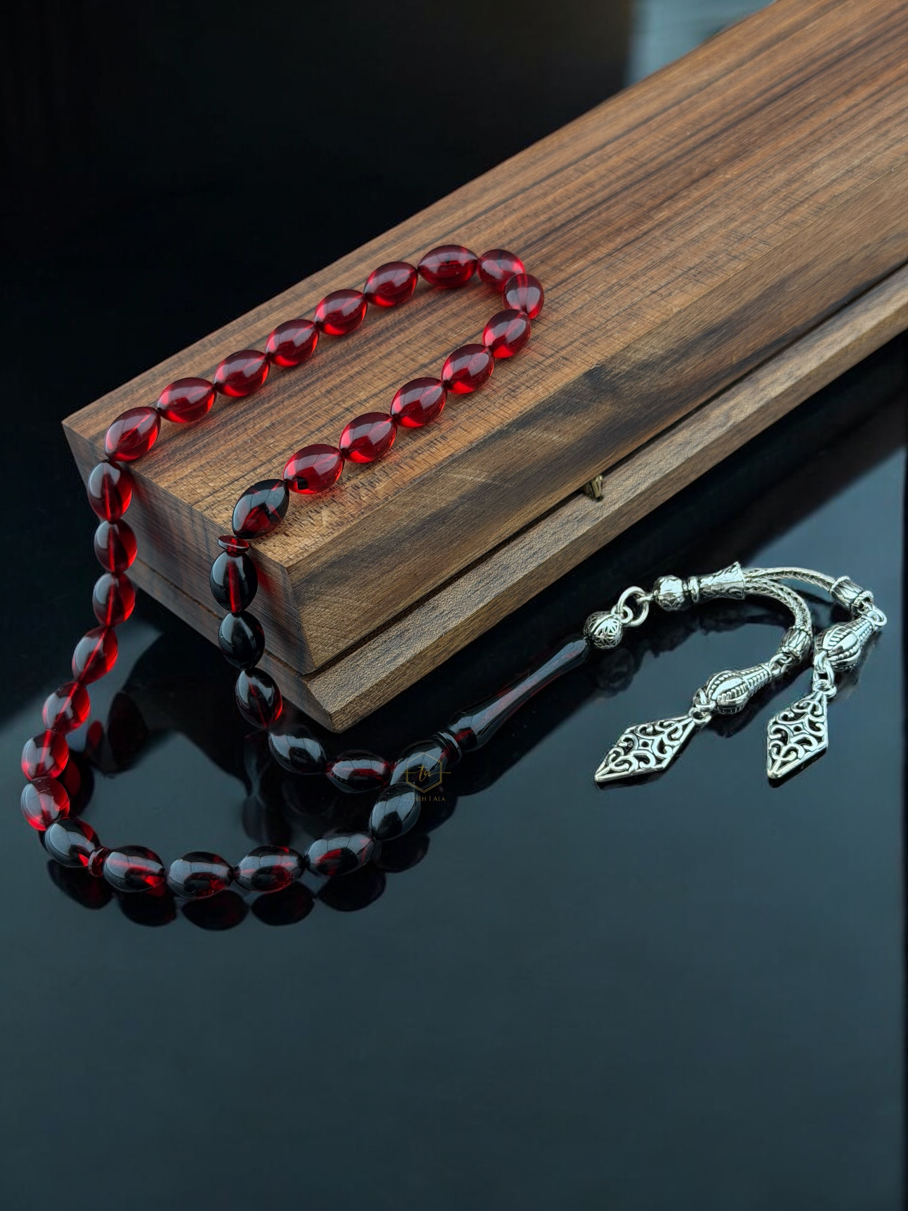 Gümüş Kaplama Alpaka Püsküllü Ateş Kehribarı 