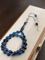 Gözyaşı Model Harfli Gümüş Püsküllü Ateş KEhribarı Tesbih