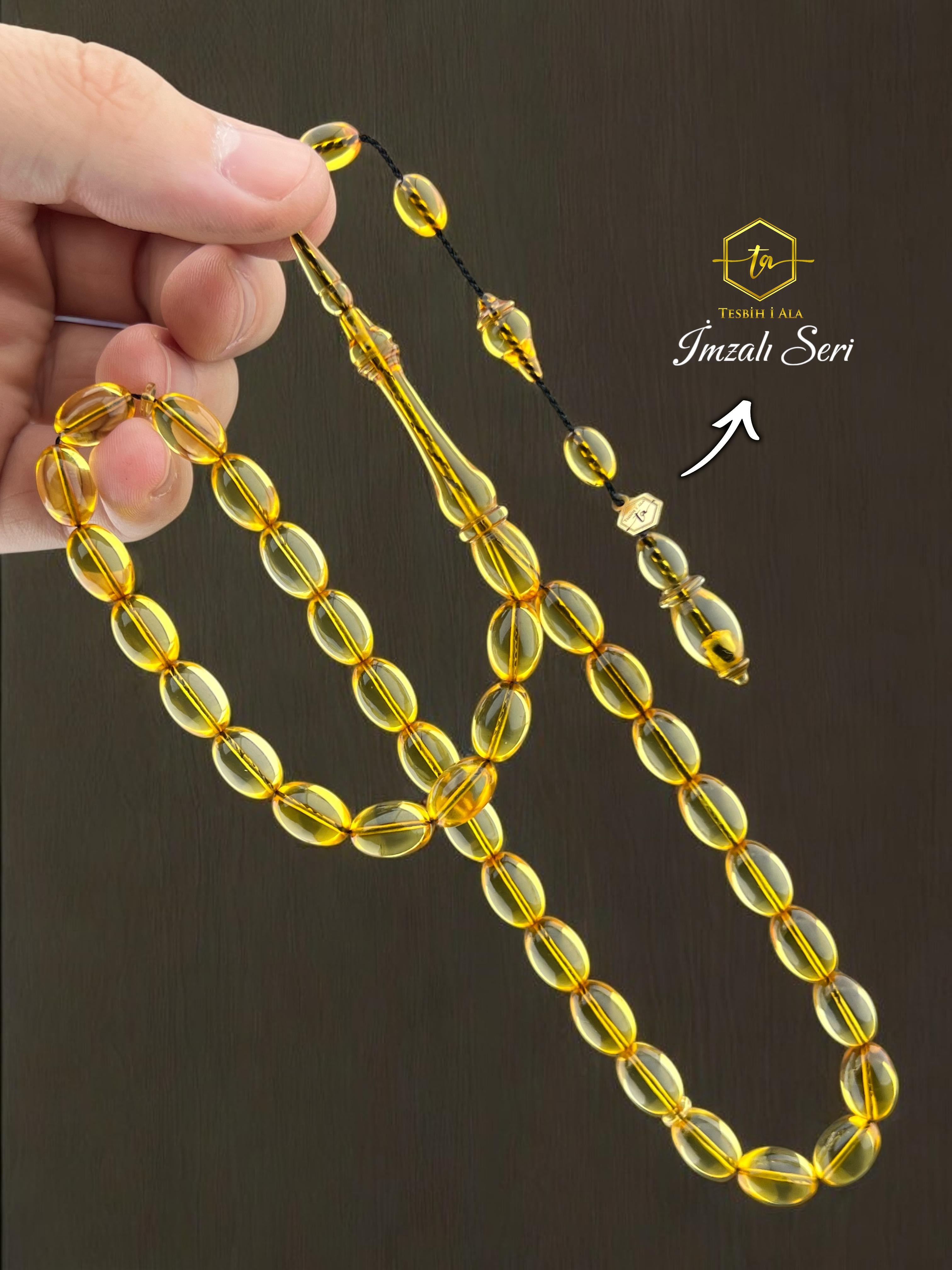 Özel Renk İmzalı Seri Ateş Kehribarı Tesbih
