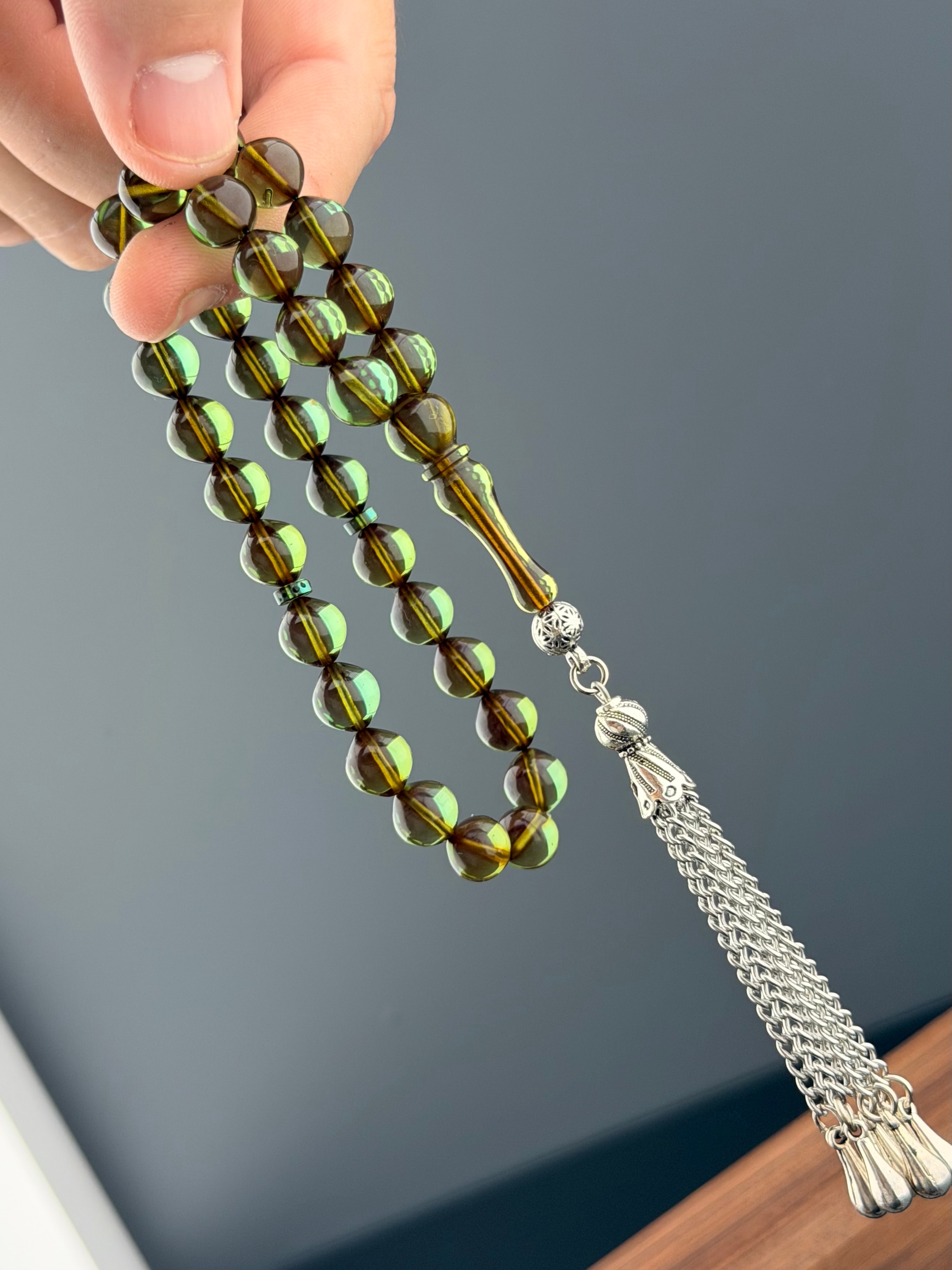 Küre Kesim Alpaka Püsküllü Ateş KEhribarı 