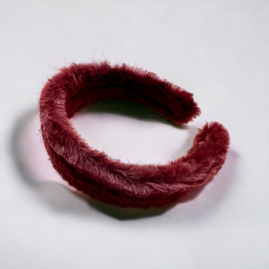 Bordo Renk Peluş Kalın Model Saç Tacı