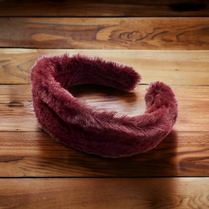 Bordo Renk Peluş Kalın Model Saç Tacı