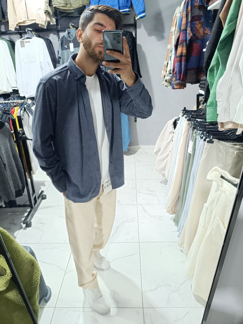 KADİFE GÖMLEK - ANTRASİT