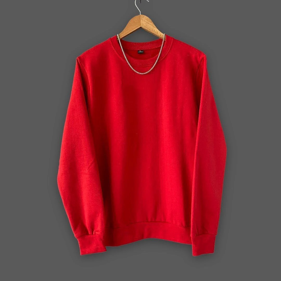 2 İplik Şardonlu Sweatshirt ( Slim Fit Kalıp ) - KIRMIZI
