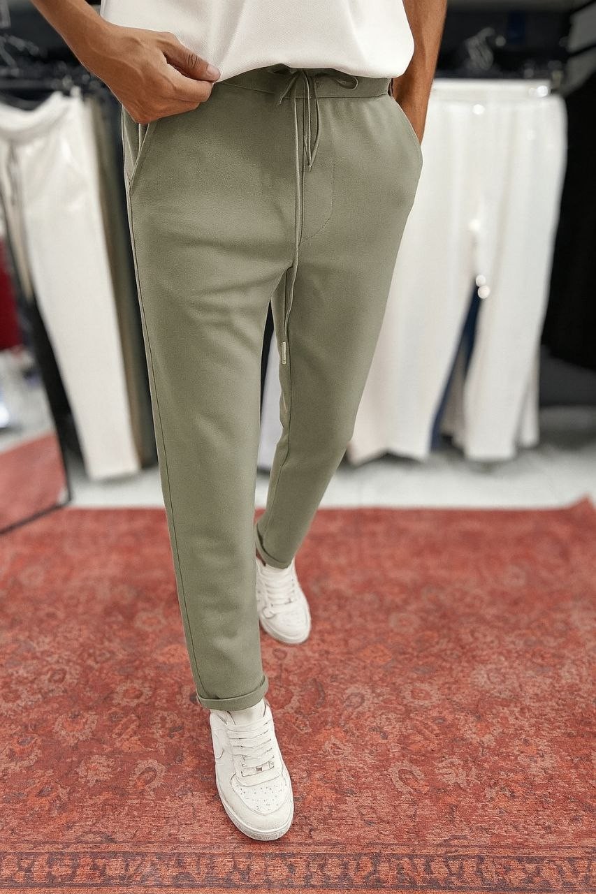 PİKE KUMAŞ JOGGER PANTOLON - HAKİ
