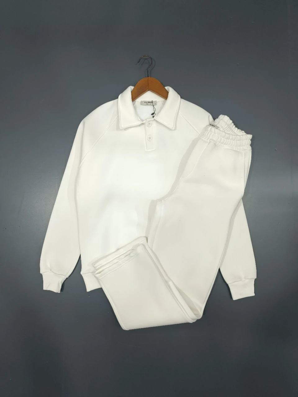 3 İPLİK PAMUKLU KOMPAKT PENYE EŞOFMAN TAKIMI - BEYAZ