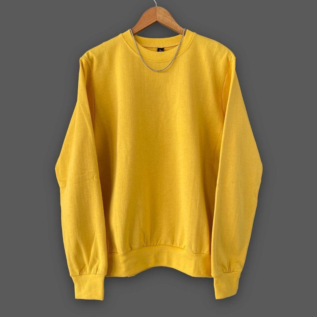 2 İplik Şardonlu Sweatshirt ( Slim Fit Kalıp ) - SARI