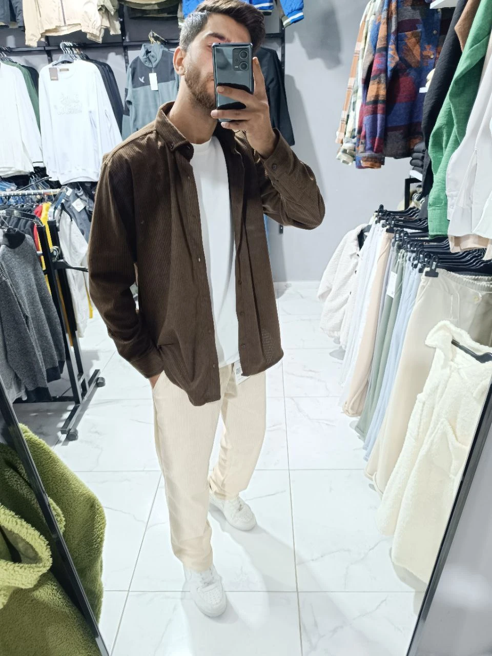 KADİFE GÖMLEK - KAHVERENGİ