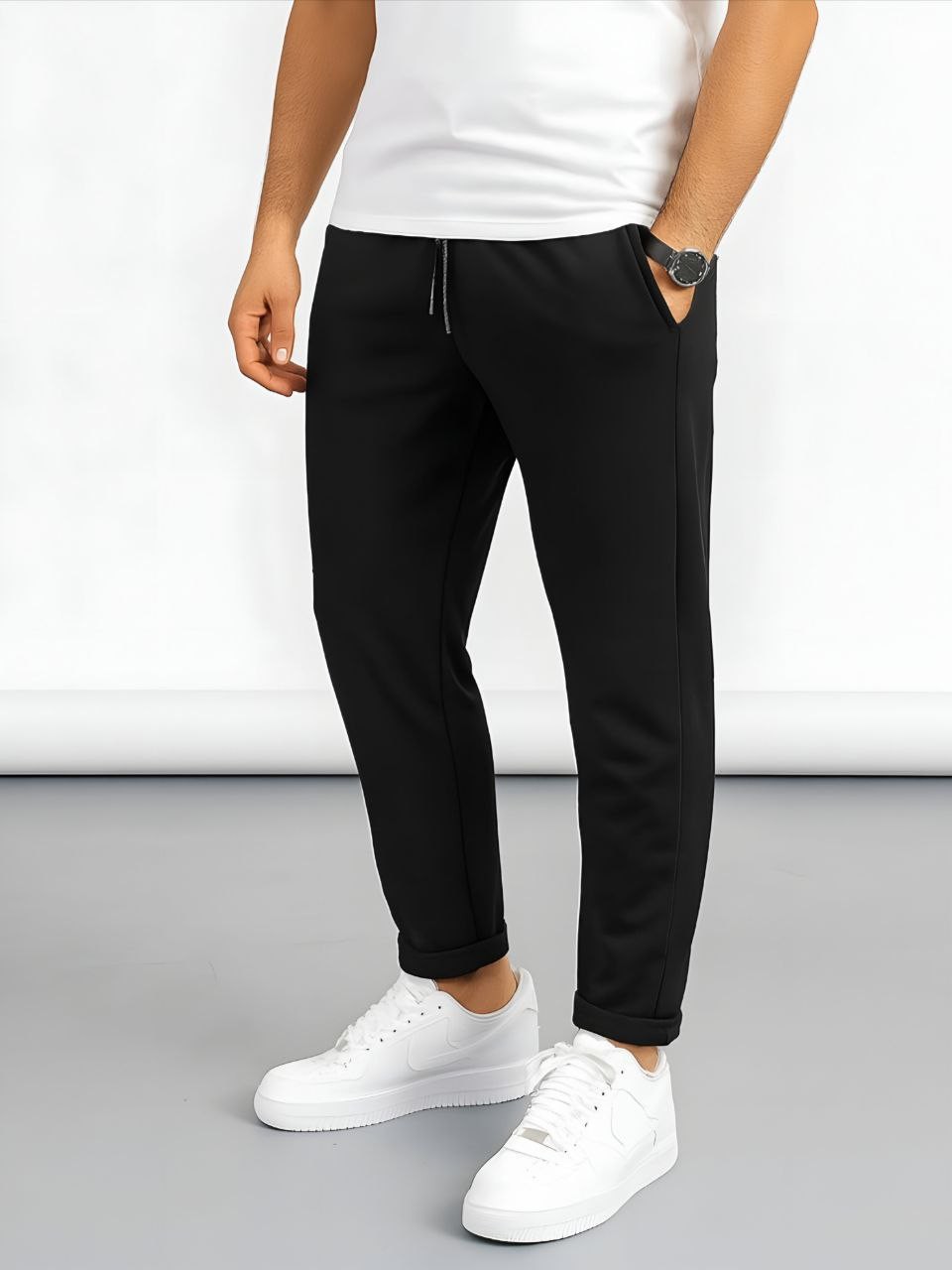 KREP KUMAŞ JOGGER PANTOLON - SİYAH