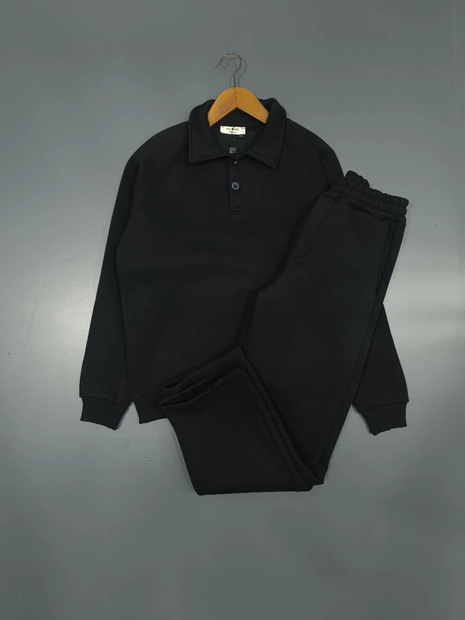 3 İPLİK PAMUKLU KOMPAKT PENYE EŞOFMAN TAKIMI - SİYAH