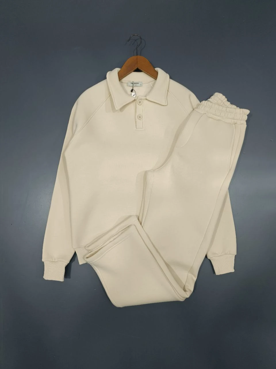 3 İPLİK PAMUKLU KOMPAKT PENYE EŞOFMAN TAKIMI - BEJ