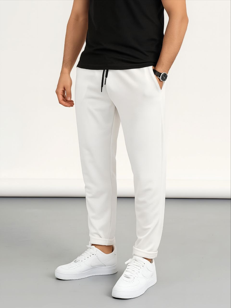 KREP KUMAŞ JOGGER PANTOLON - BEYAZ