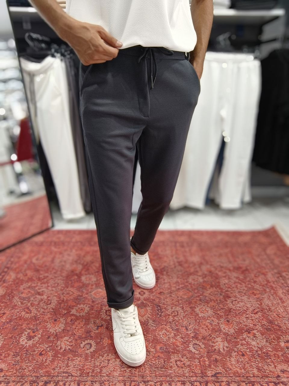 PİKE KUMAŞ JOGGER PANTOLON - ANTRASİT