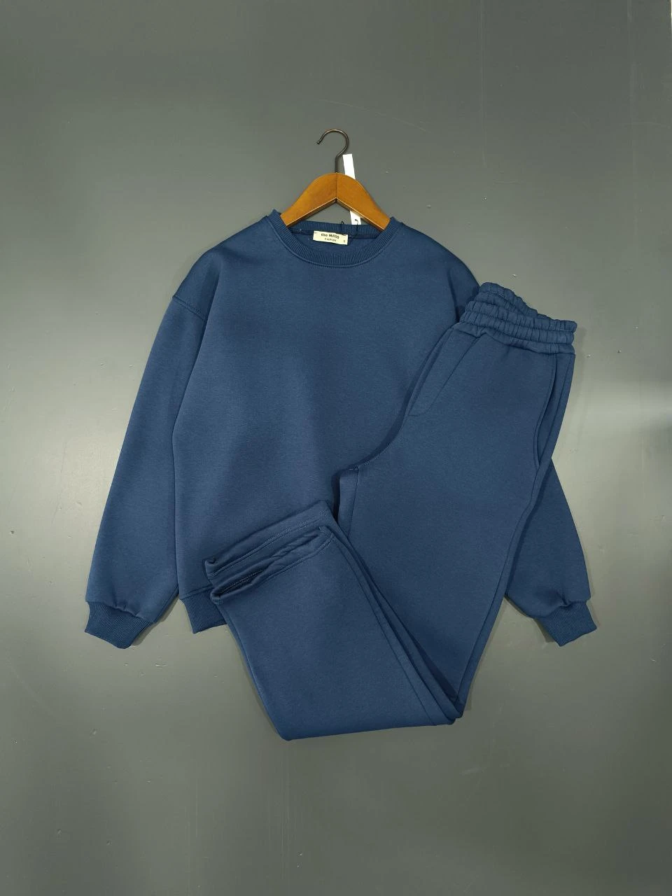 3 İPLİK PAMUKLU KOMPAKT PENYE EŞOFMAN TAKIMI - LACİVERT