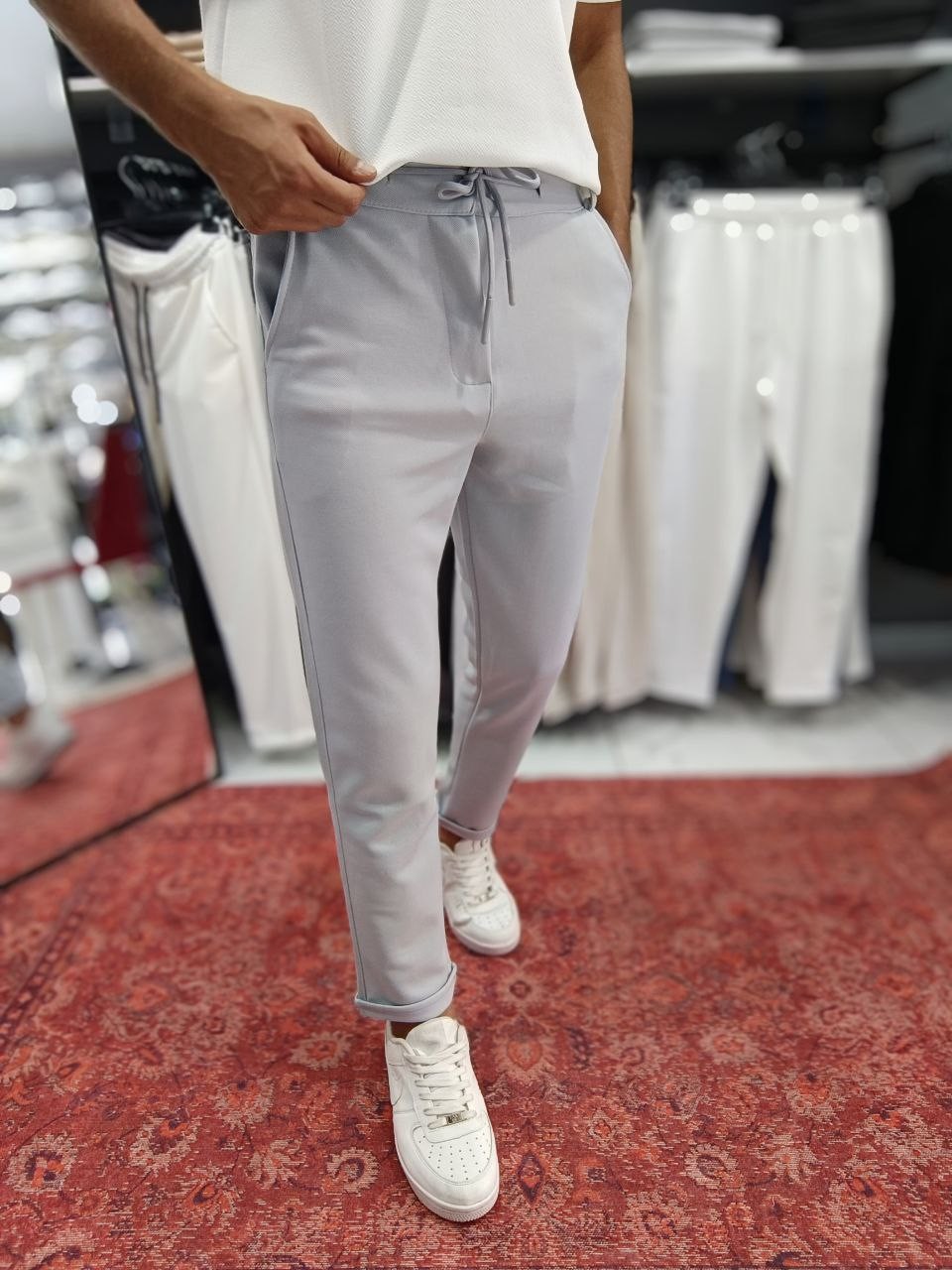 PİKE KUMAŞ JOGGER PANTOLON - DUMAN GRİ