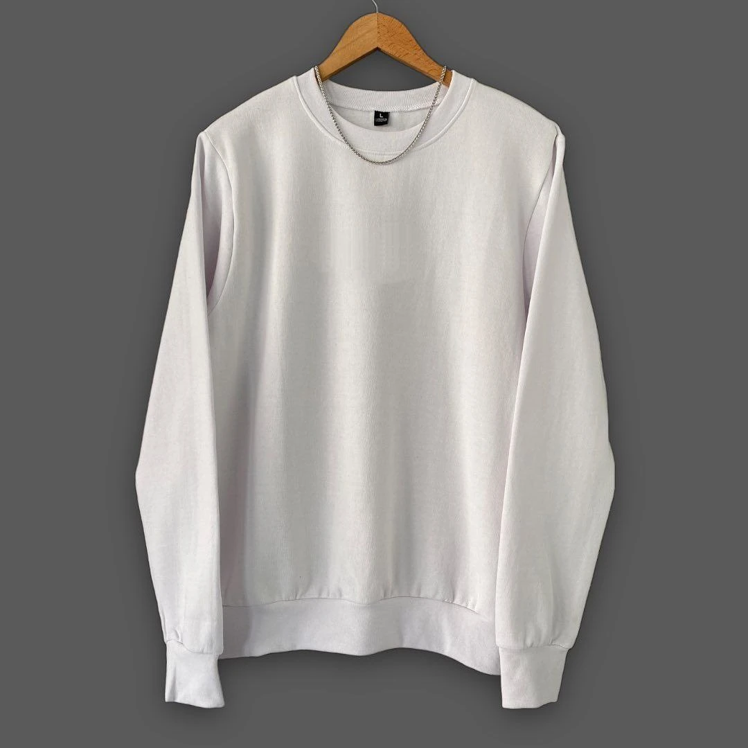 2 İplik Şardonlu Sweatshirt ( Slim Fit Kalıp ) - BEYAZ