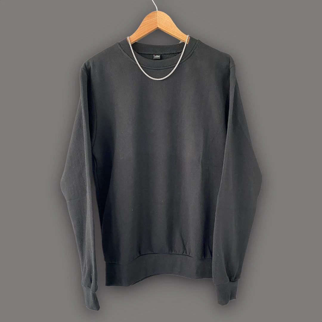 2 İplik Şardonlu Sweatshirt ( Slim Fit Kalıp ) - SİYAH