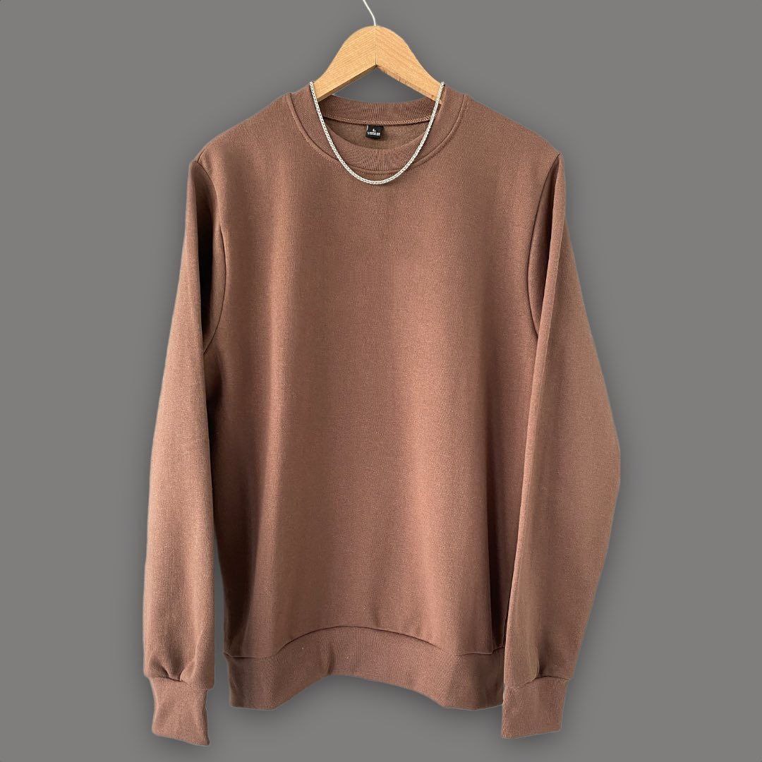 2 İplik Şardonlu Sweatshirt ( Slim Fit Kalıp ) - KAHVERENGİ