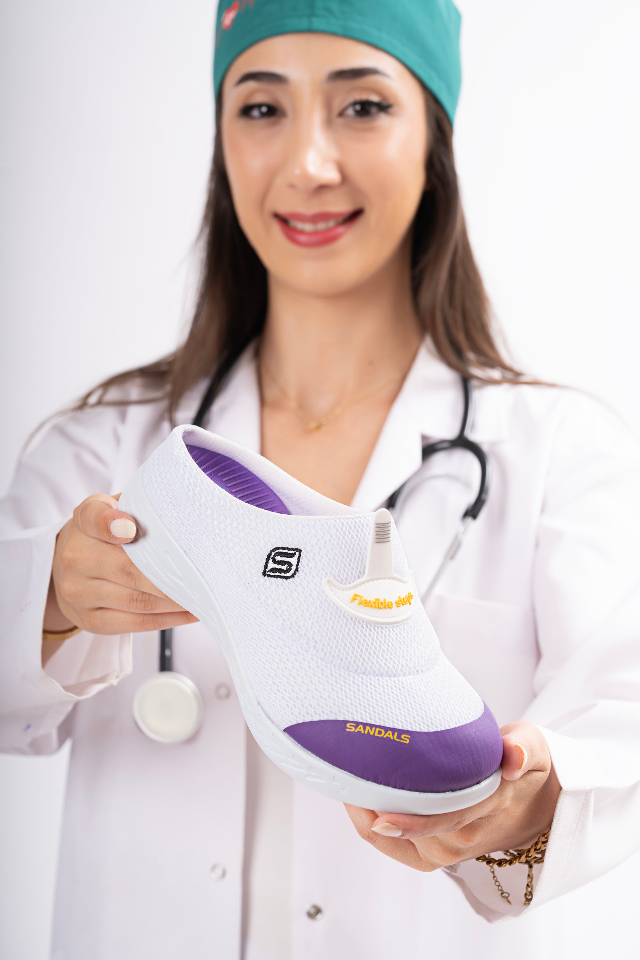 Sandal Spor Kadın Kaymaz Ince Taban Ortopedik File Sabo Doktor Hemşire Hastane Aşçı Terliği SS001-0258