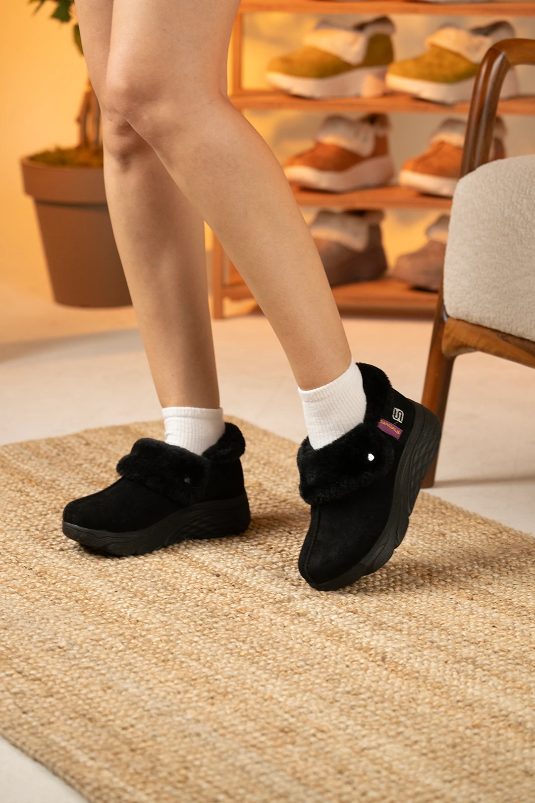 Sandal Spor Kadın Süet Kürklü Ortopedik Ayakkabı SS001-0378 