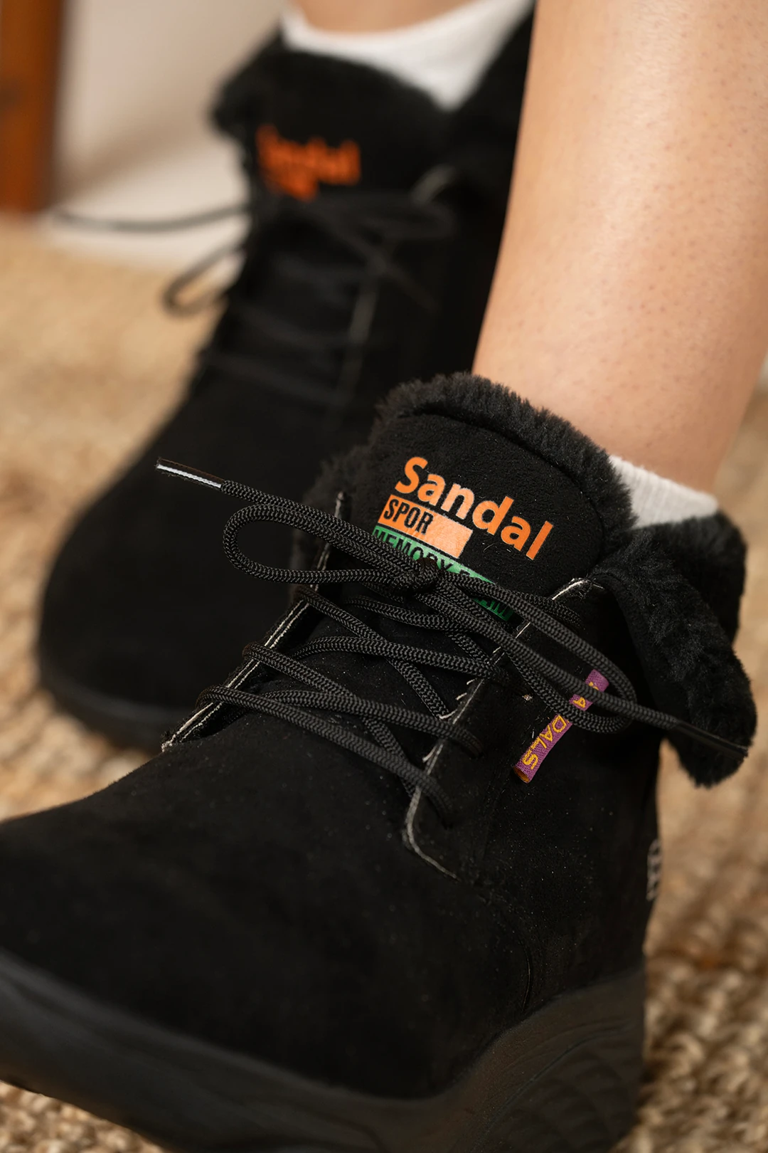 Sandal Spor Kadın Süet Kürklü Kısa Spor Bot SS001-0478 