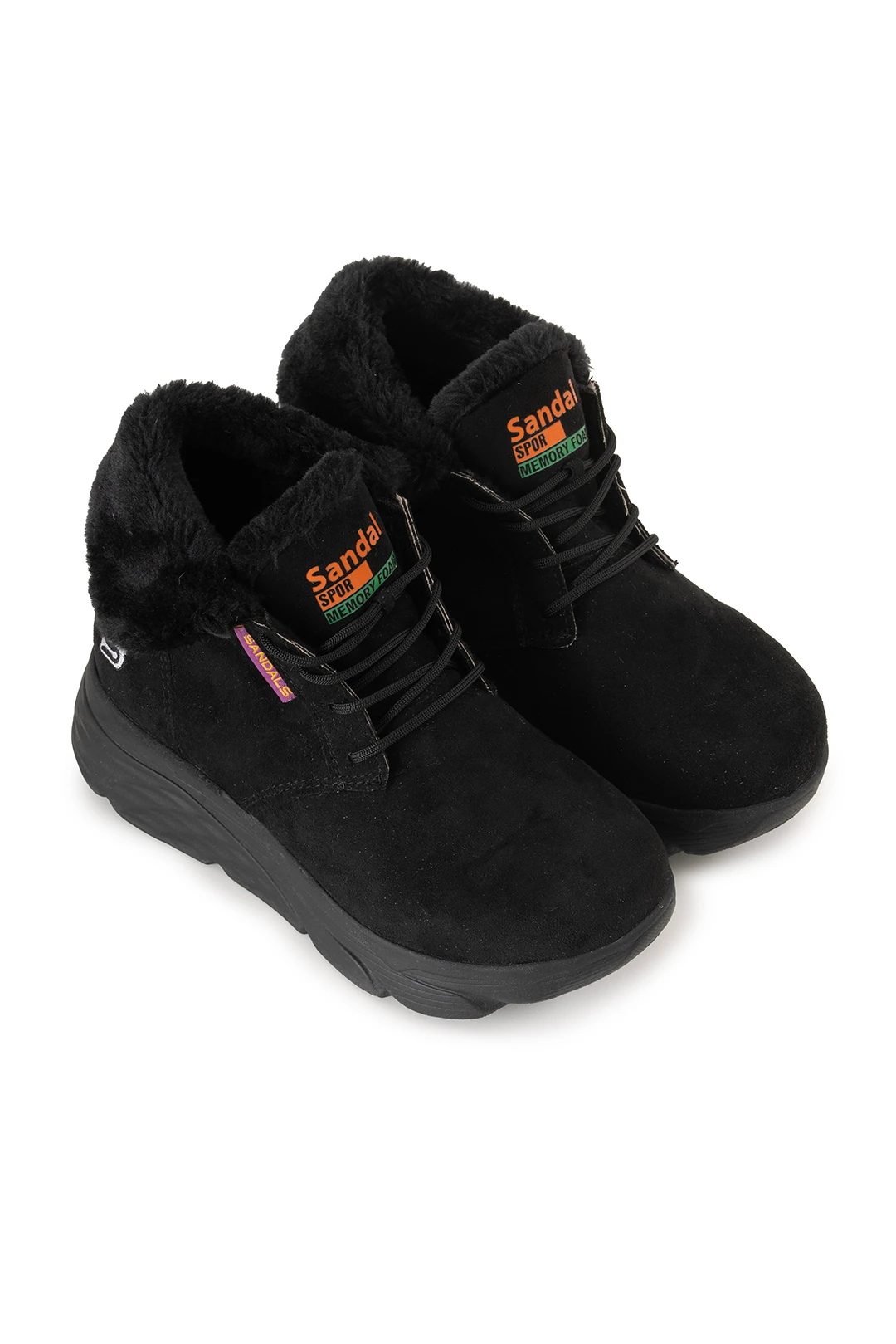 Sandal Spor Kadın Süet Kürklü Kısa Spor Bot SS001-0478 