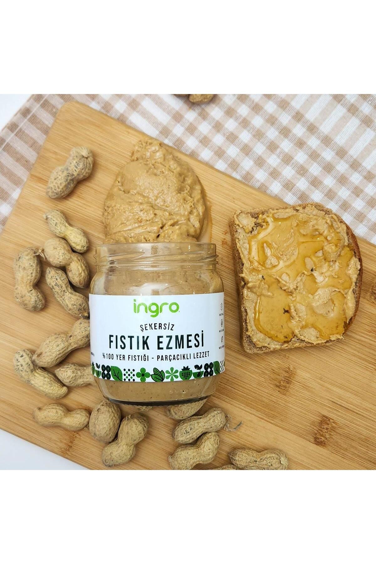 Ingro Glutensiz Fıstık Ezmesi (PARÇACIKLI LEZZET) 590 G