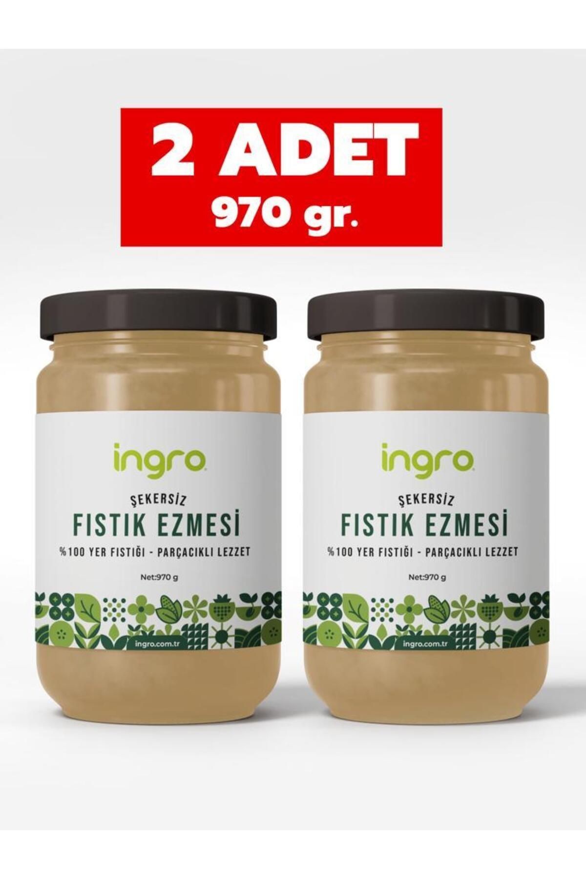 Ingro Glutensiz Fıstık Ezmesi (PARÇACIKLI LEZZET) 970 G * 2 Adet