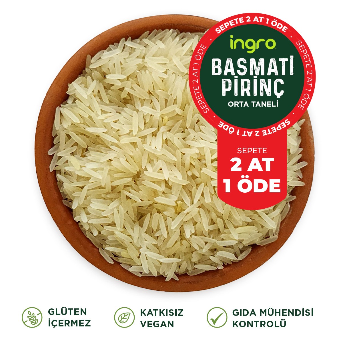 Glutensiz Basmati Pirinç (orta Taneli) 5000 G