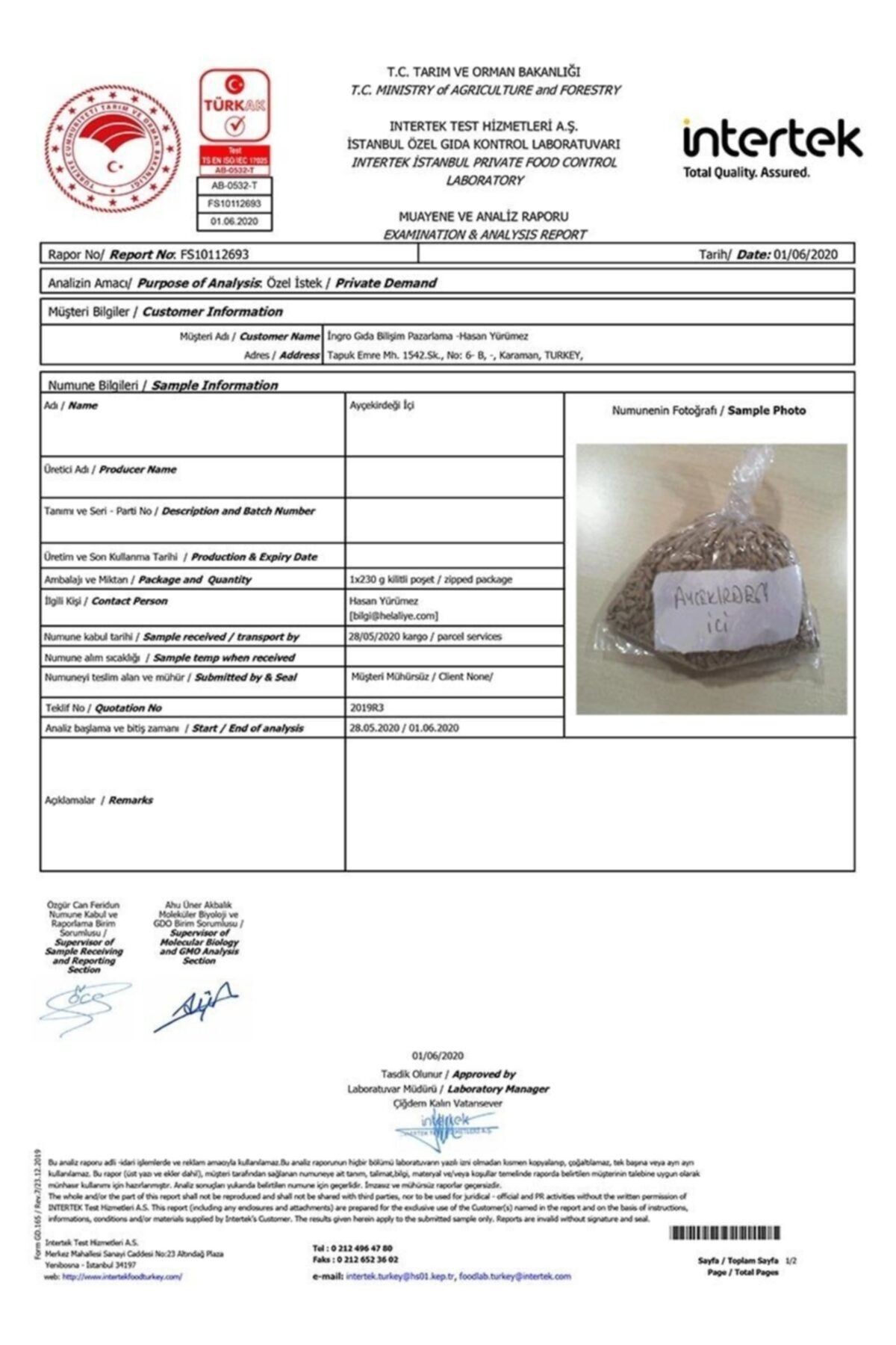 Ayçekirdeği İçi 10000 G