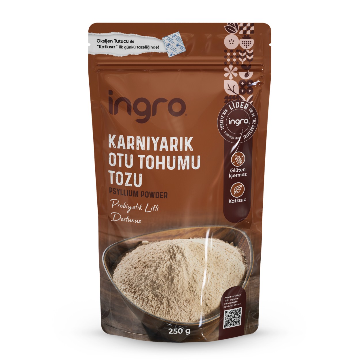 Ingro Glutensiz Karnıyarık Otu Tohumu Tozu (PSYLLİUM POWDER) 250 G