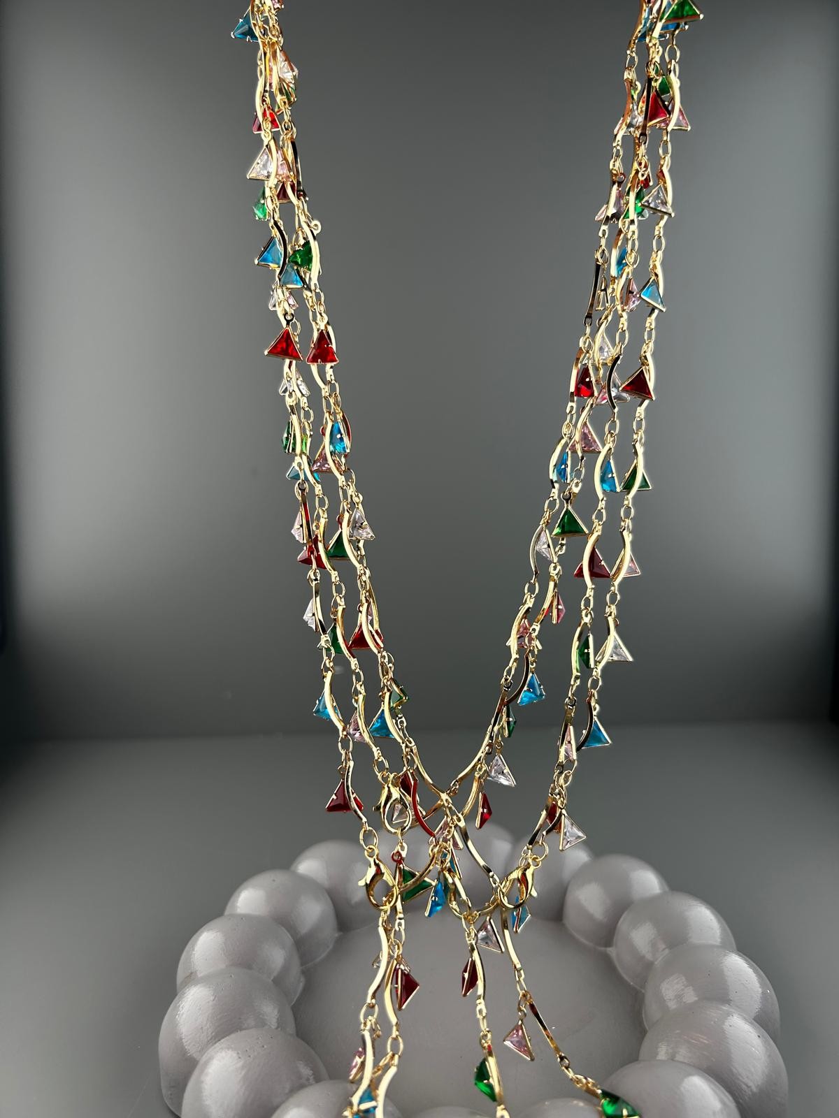 Üçgen Zirkon Taşlı Y Model Dekolte Kolye (70 Cm)