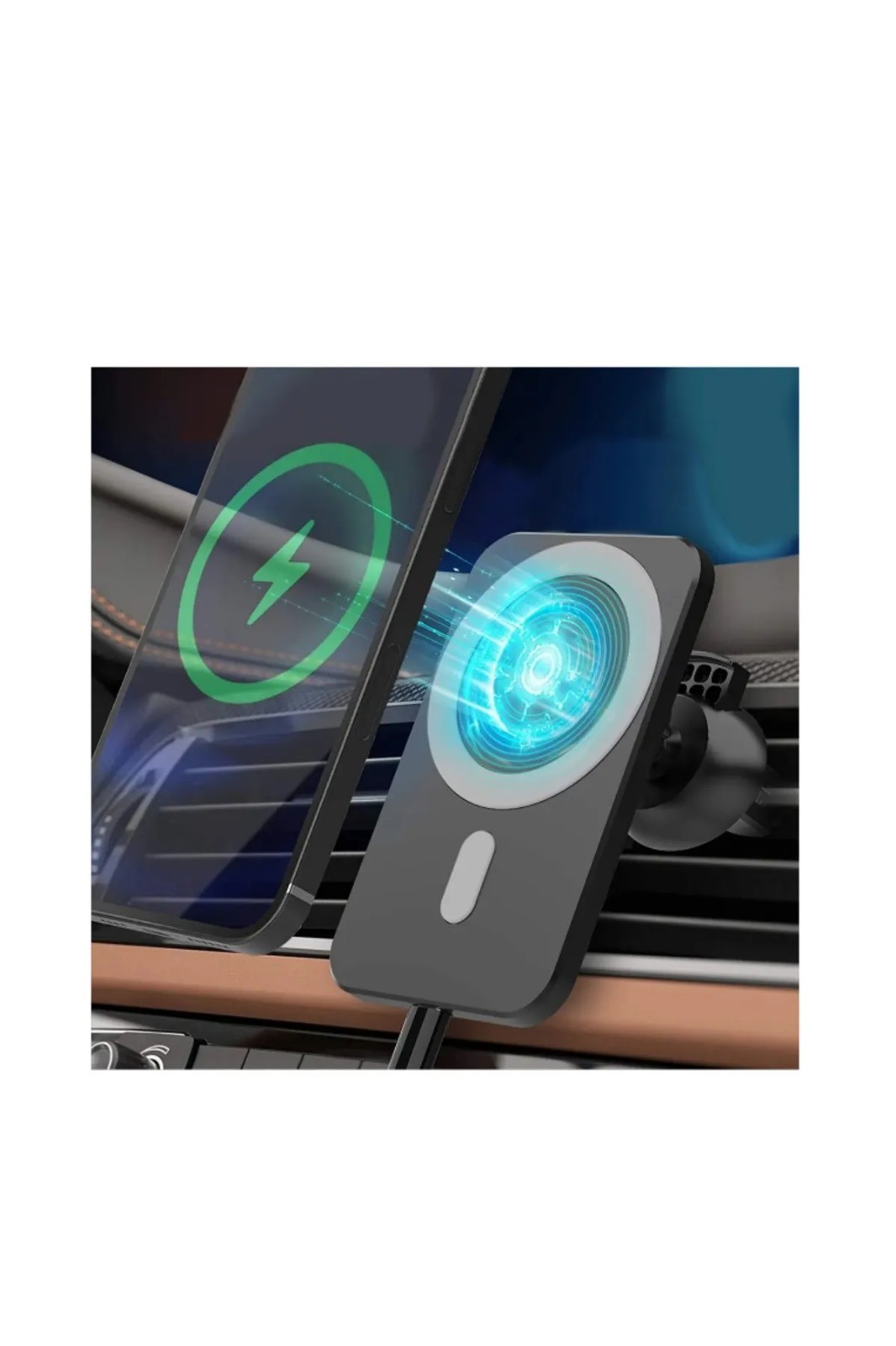 iPhone Magsafe Uyumlu Kablosuz Şarj Aleti Araç İçi Havalandırma Izgara Telefon Tutacağı Tutucu 2.2A 15W