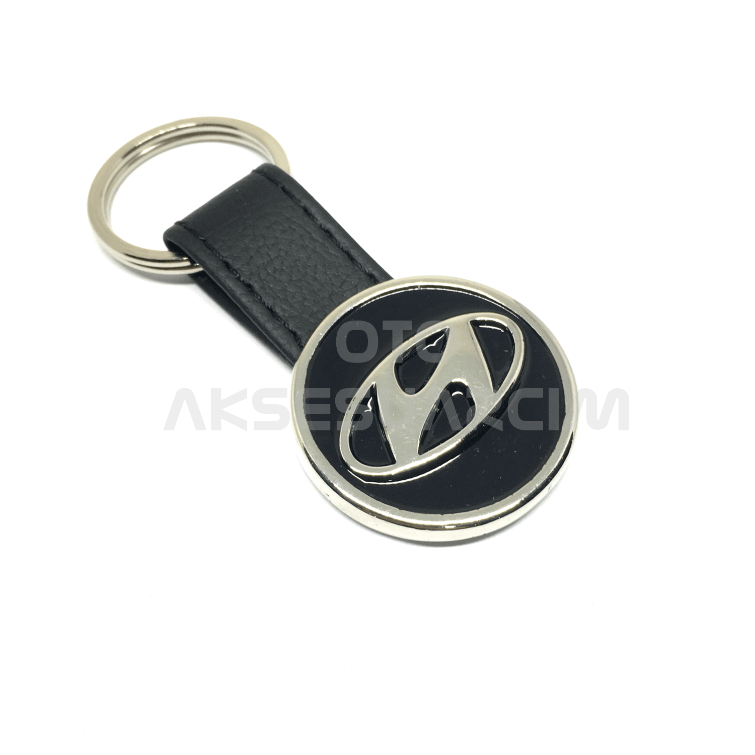 Hyundai Deri Luxury Metal Oto Anahtarlık Siyah