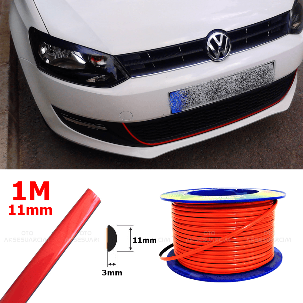 Yapışkanlı Nikelaj Şerit Bant Çıta 11mm 1 Metre Kırmızı