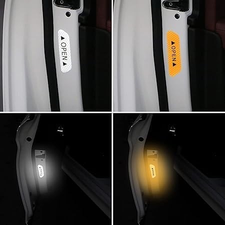 Araba Kapı Açık Uyarı Reflektörü Etiket Sticker 4'lü 9.5x2.5cm Beyaz
